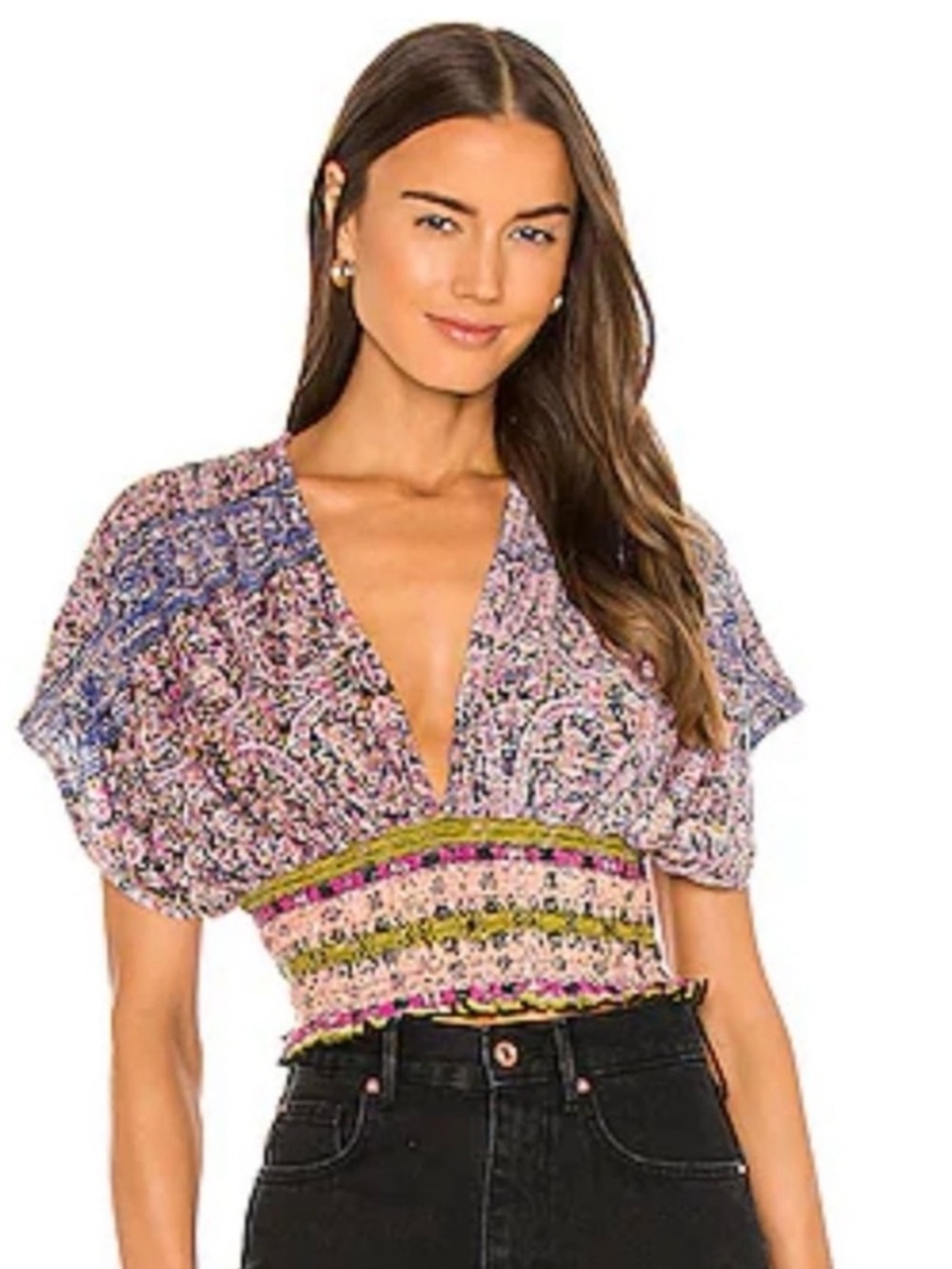 Free People Next Vacation Top Black Combo